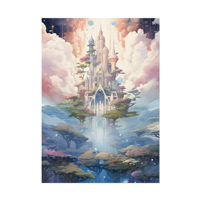 Surreal Floating City in Celestial Fantasy: A Dreamlike Digital Artwork - Poster