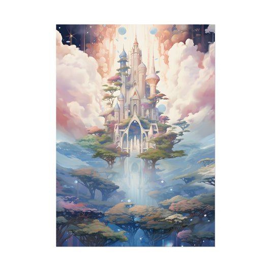 Surreal Floating City in Celestial Fantasy: A Dreamlike Digital Artwork - Poster