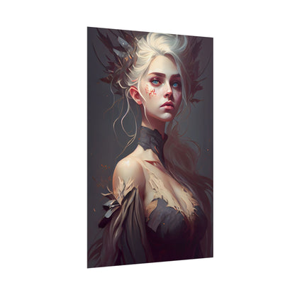 Elegant Blonde Portrait: Outdoor Woman in Dress - Poster