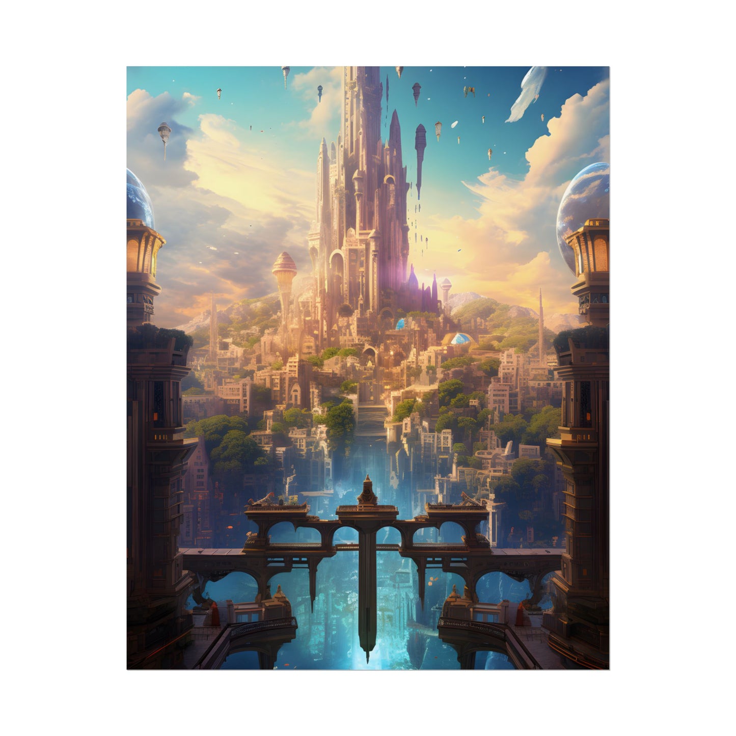 Floating Columbia: Breathtaking Serene Cityscape Artwork - Poster