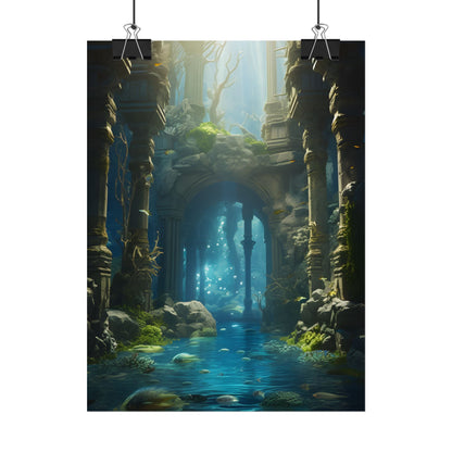 Mysterious Sunken Ancient Civilization: Underwater Artwork - Poster