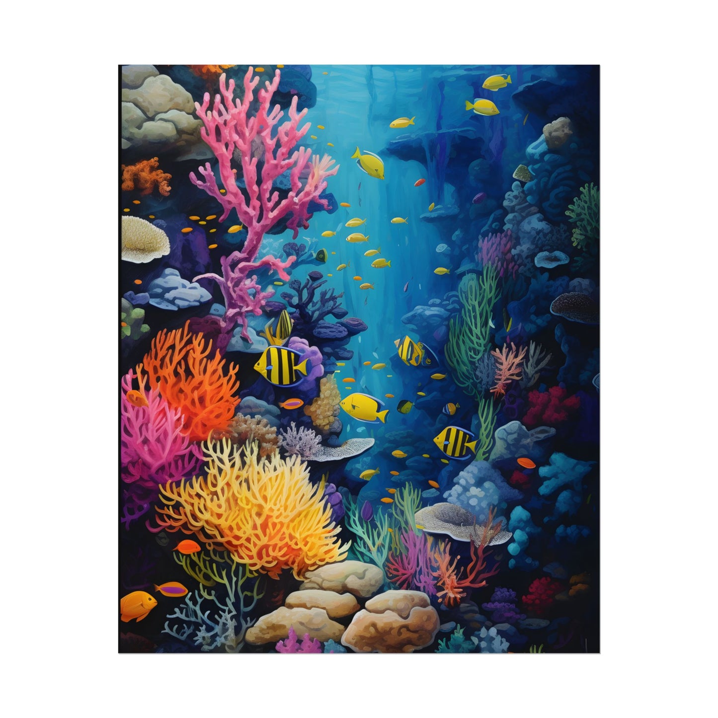 Vibrant Coral Reef Sanctuary: Underwater Artwork - Poster