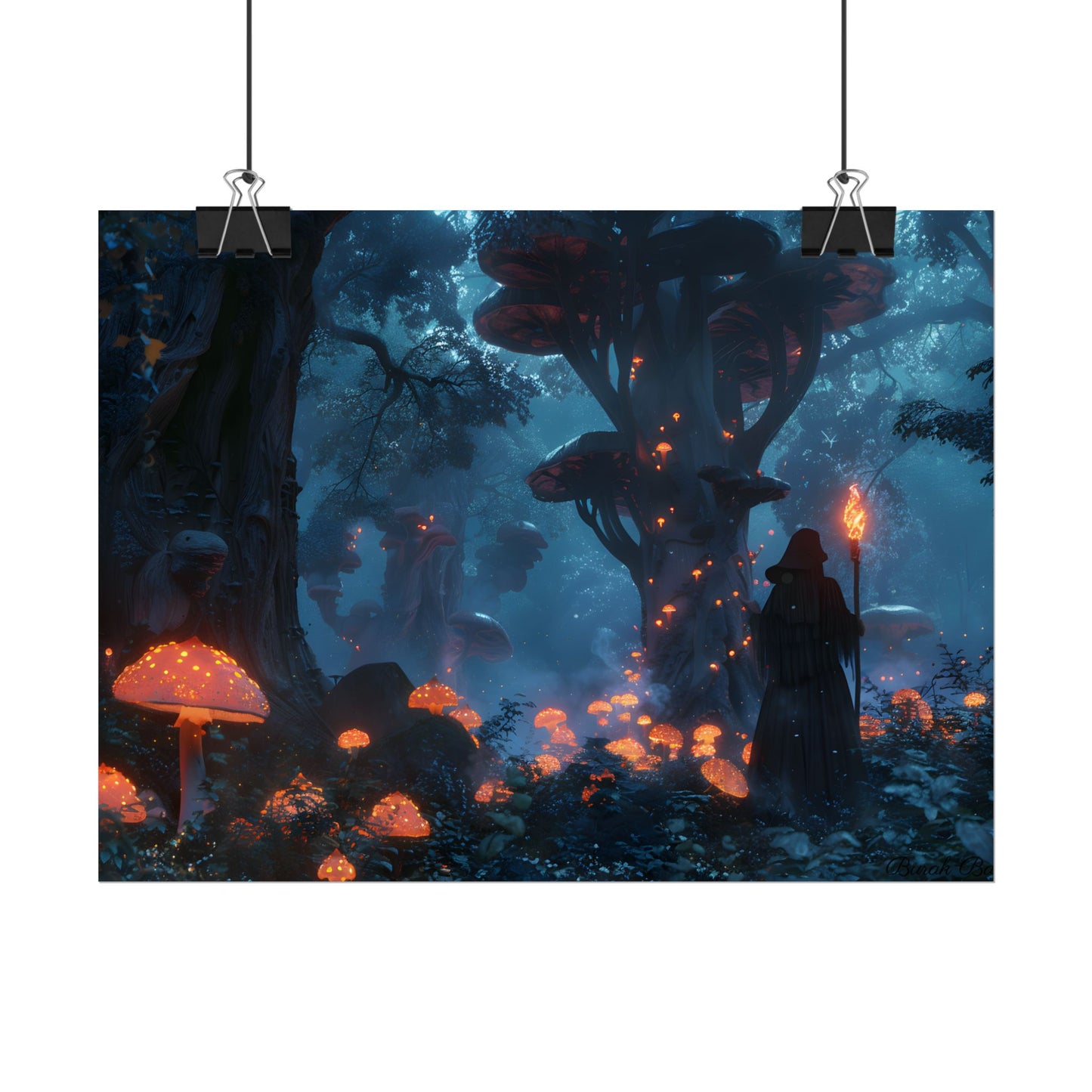 Mystical Forest Encounter: Vibrant Witch Artwork - Poster