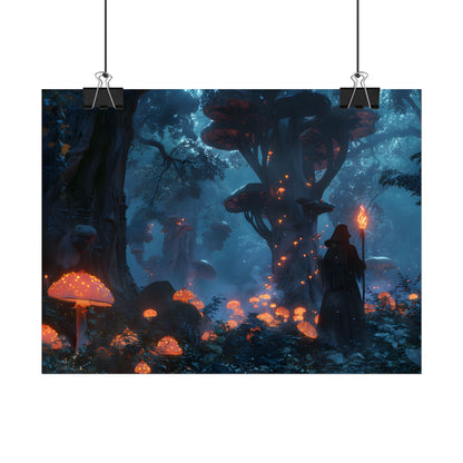 Mystical Forest Encounter: Vibrant Witch Artwork - Poster