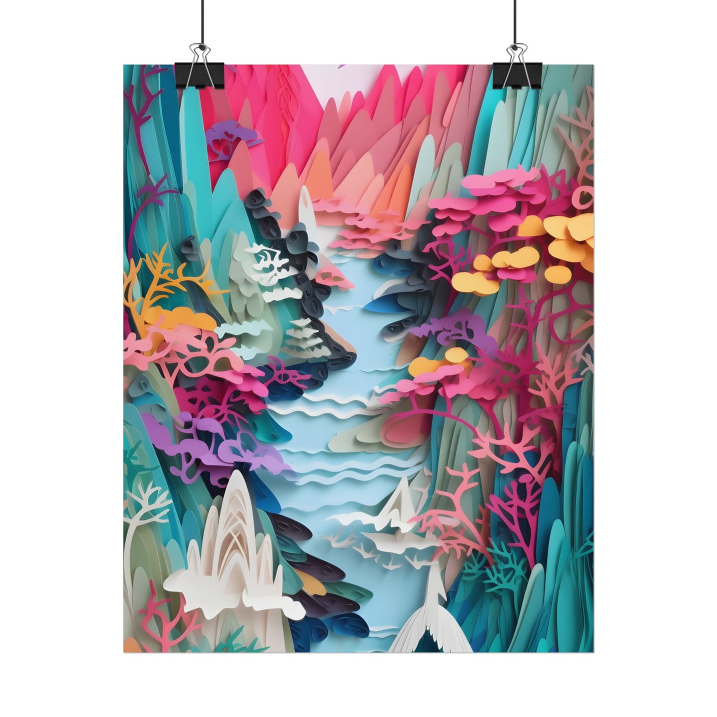 Japanese Paper Quilling Craft: Vibrant Landscape Art - Poster