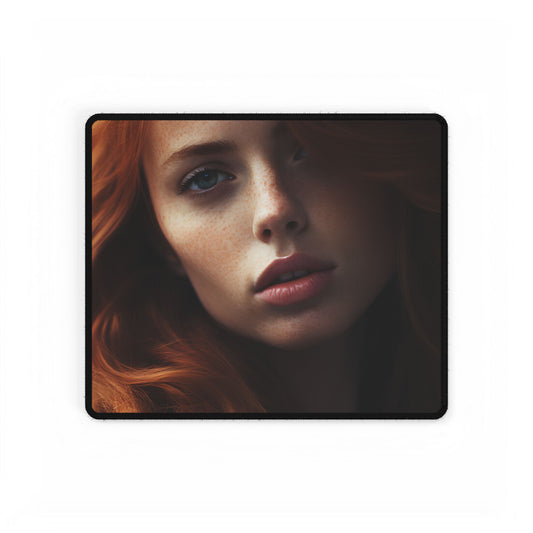 Beautiful Redhead Woman: Realistic Artwork - Desk Mat