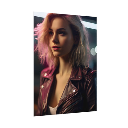 Cyberpunk Teen Close-Up: Digital Artwork - Poster