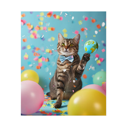 Whimsical Cat in Bow Tie: Close-Up Art Print - Poster