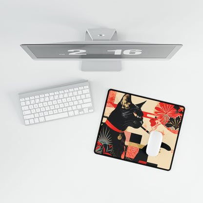 Smoking Cat: Whimsical Feline Moment - Desk Mat