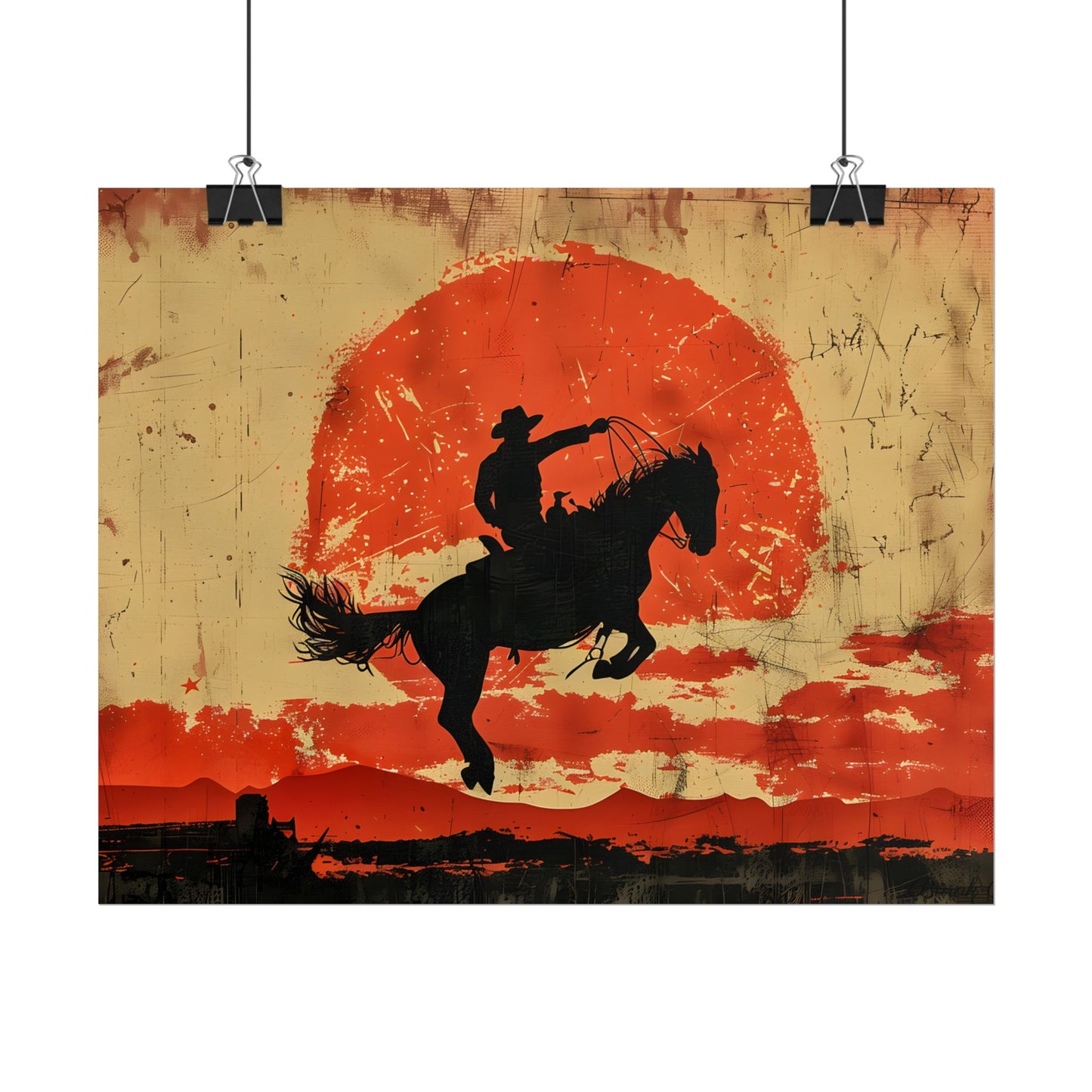 Vintage Rodeo Cowboy: Classic Bucking Bronco Art - Poster