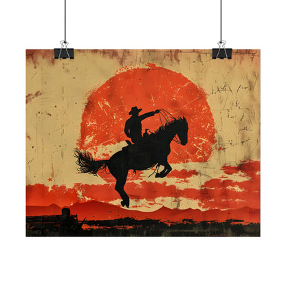 Vintage Rodeo Cowboy: Classic Bucking Bronco Art - Poster