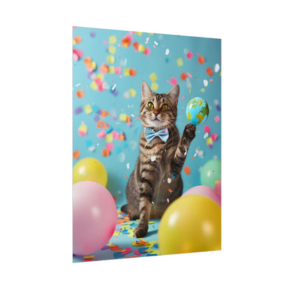Whimsical Cat in Bow Tie: Close-Up Art Print - Poster