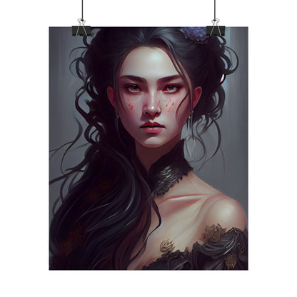 Astonishing Female Portrait: Dr. Black Hair Elegance - Poster