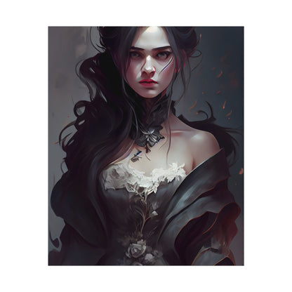 Black Haired Female Portrait: Elegant Outdoor Beauty - Poster