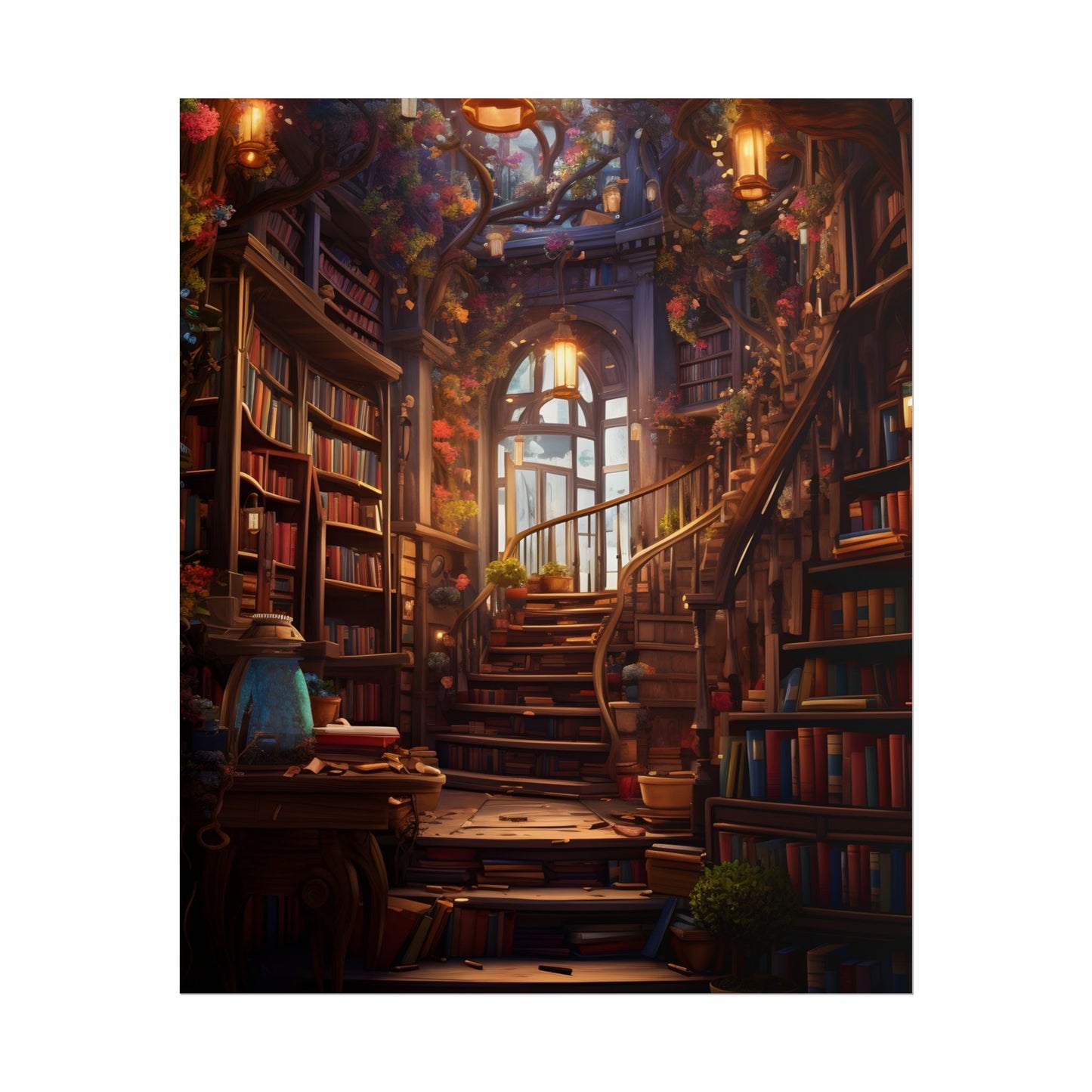 Whimsical Bookshop: Enchanting Magical Artwork - Poster
