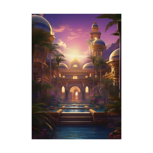 Mythical Desert Oasis: Arabian Nights-Inspired Artwork - Poster
