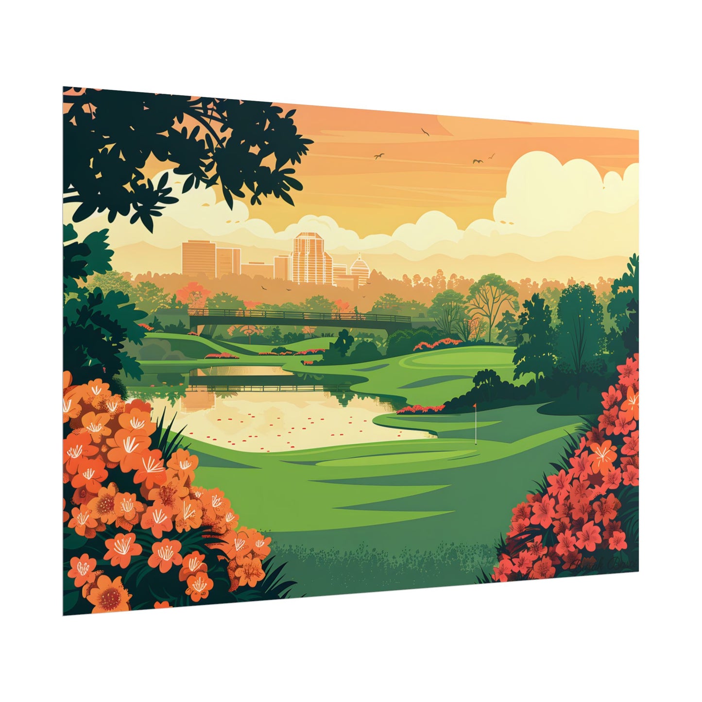 Retro Golf Illustration: Augusta National Georgia - Poster