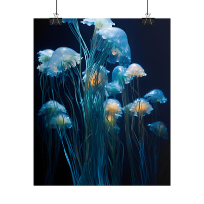 Bioluminescent Oceanic Ballet: Dancer's Magical Night Performance - Poster