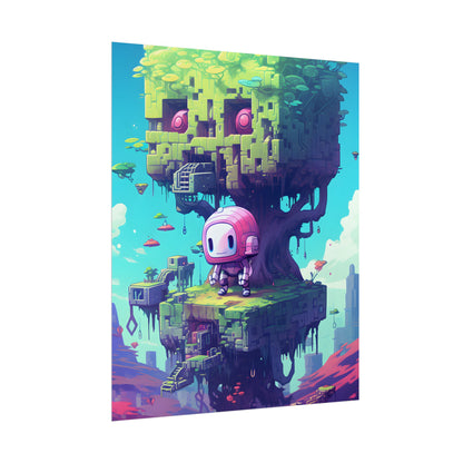 Futuristic Pixel Art: Cyber-Pet Adventure - Poster