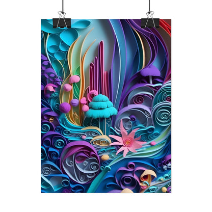 Vibrant Beach Landscape: Paper Quilling Artwork - Poster