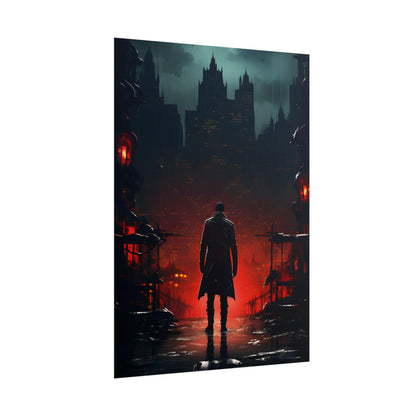 Urban Fantasy Detective: Cityscape at Dusk - Noir Artwork - Poster