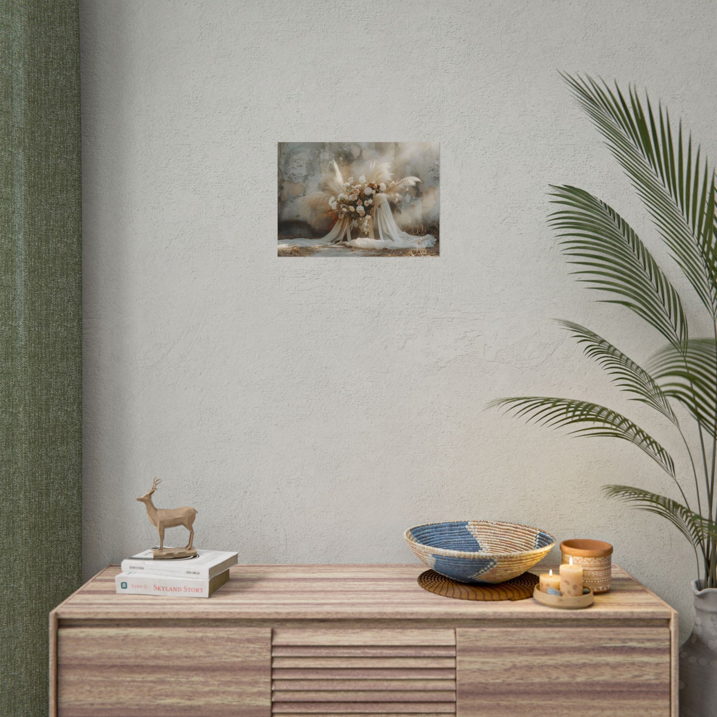 Whimsical Floral Bloom: Pampas Grass Artwork - Poster