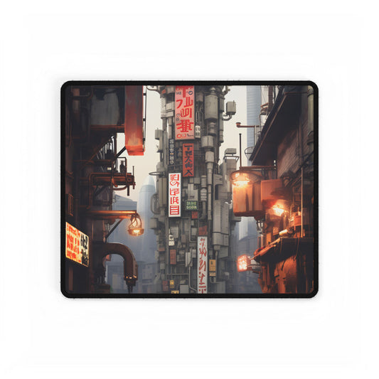 Steampunk Post-Apocalypse: Detailed Cityscape Digital Art - Desk Mat