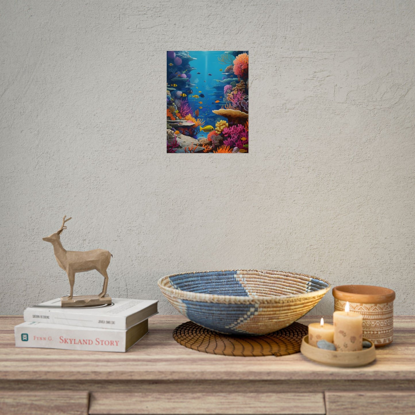 Vibrant Coral Reef Sanctuary: Tropical Marine Life Art - Poster