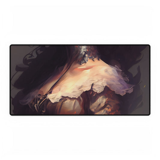 Lovely Brown Hair Portrait: Stunning Female Art - Desk Mat