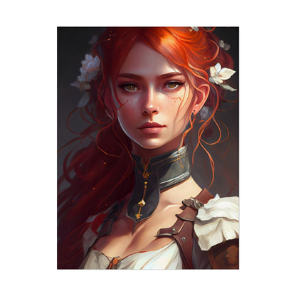 Redheaded Beauty: Formal Portrait in Dark Dress - Poster