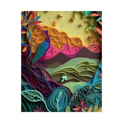 Vibrant Indian Quilling Art: Traditional Landscape Decoration - Poster