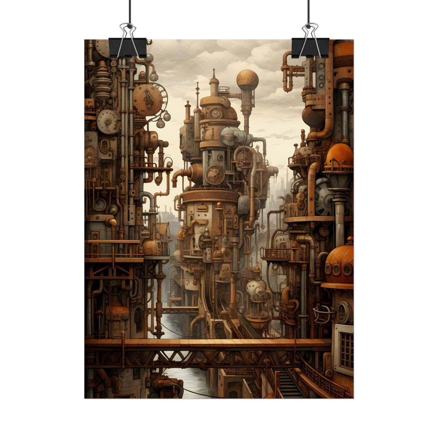 Steampunk Cityscape: Vintage Parisian Dreamscape - Poster