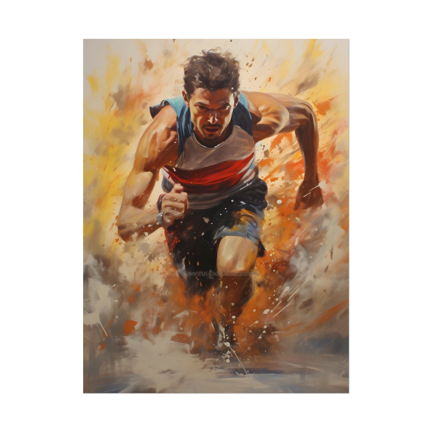 Passionate Athlete in Motion: Determined Sports Art - Poster