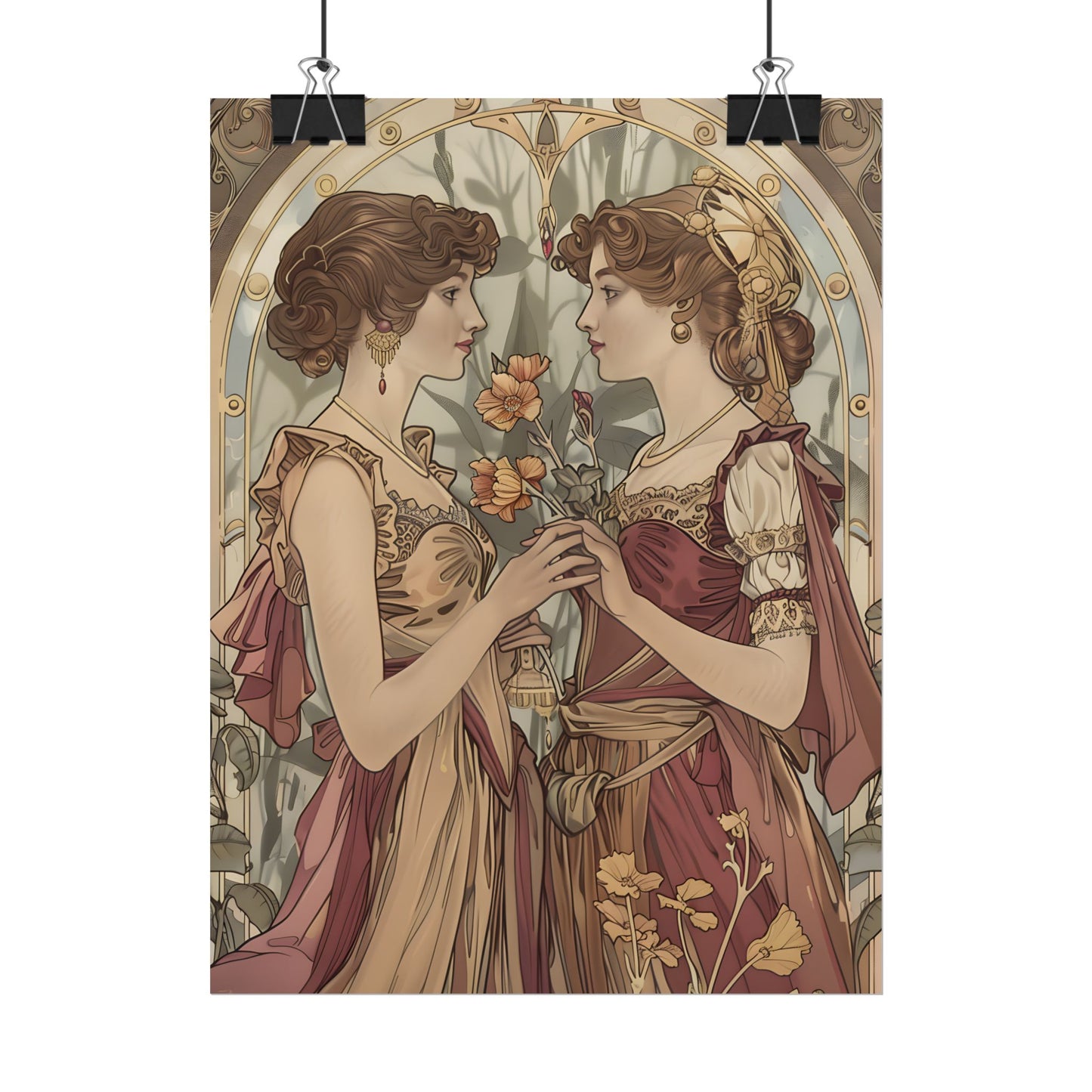 Middle Eastern Floral Beauty: Traditional Attire Digital Art - Poster