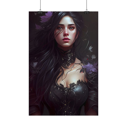 Striking Woman Portrait: Black Hair Artwork - Poster