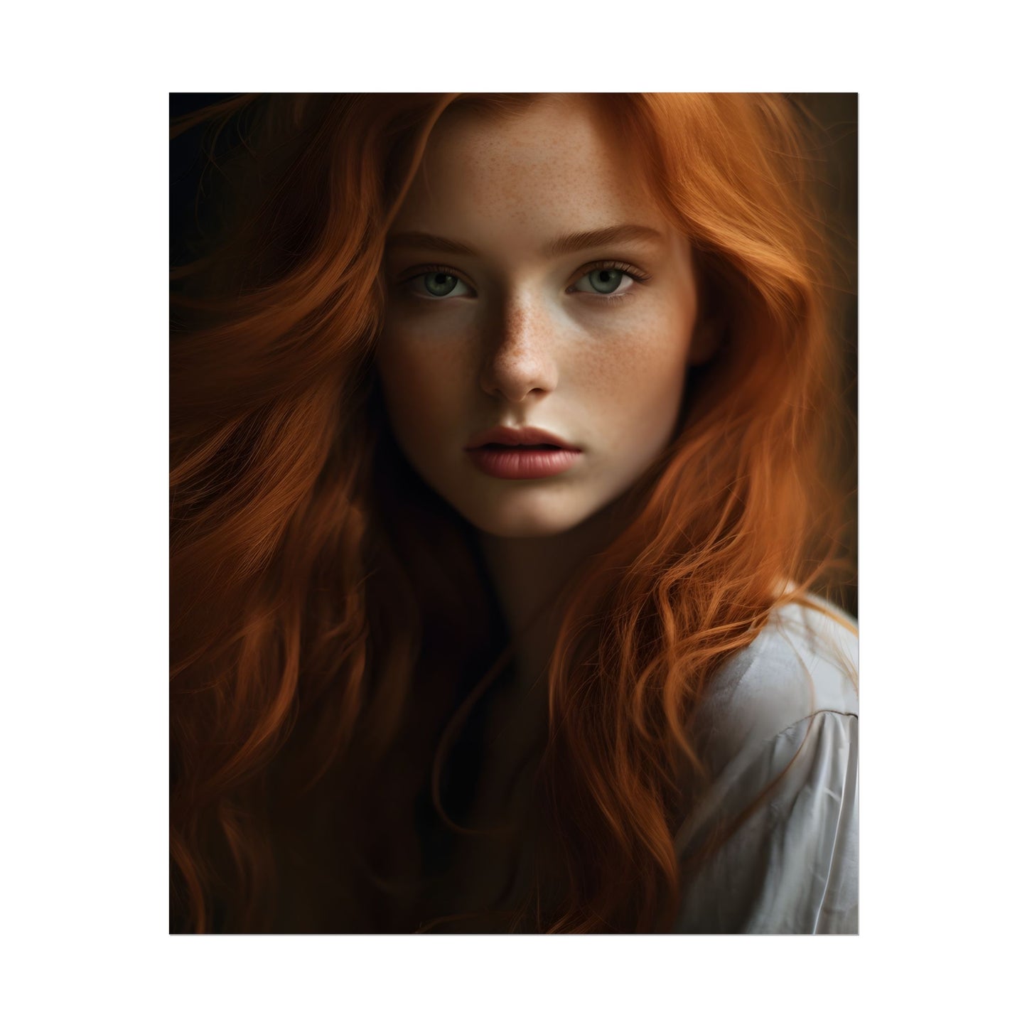 Red Hair Candid Portrait: Natural Light Photo Art - Poster