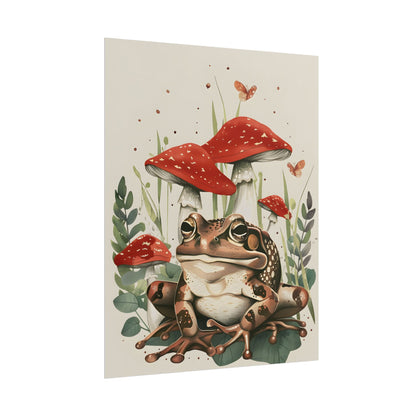 Retro Frog Smile: Colorful Mushroom Friends - Poster
