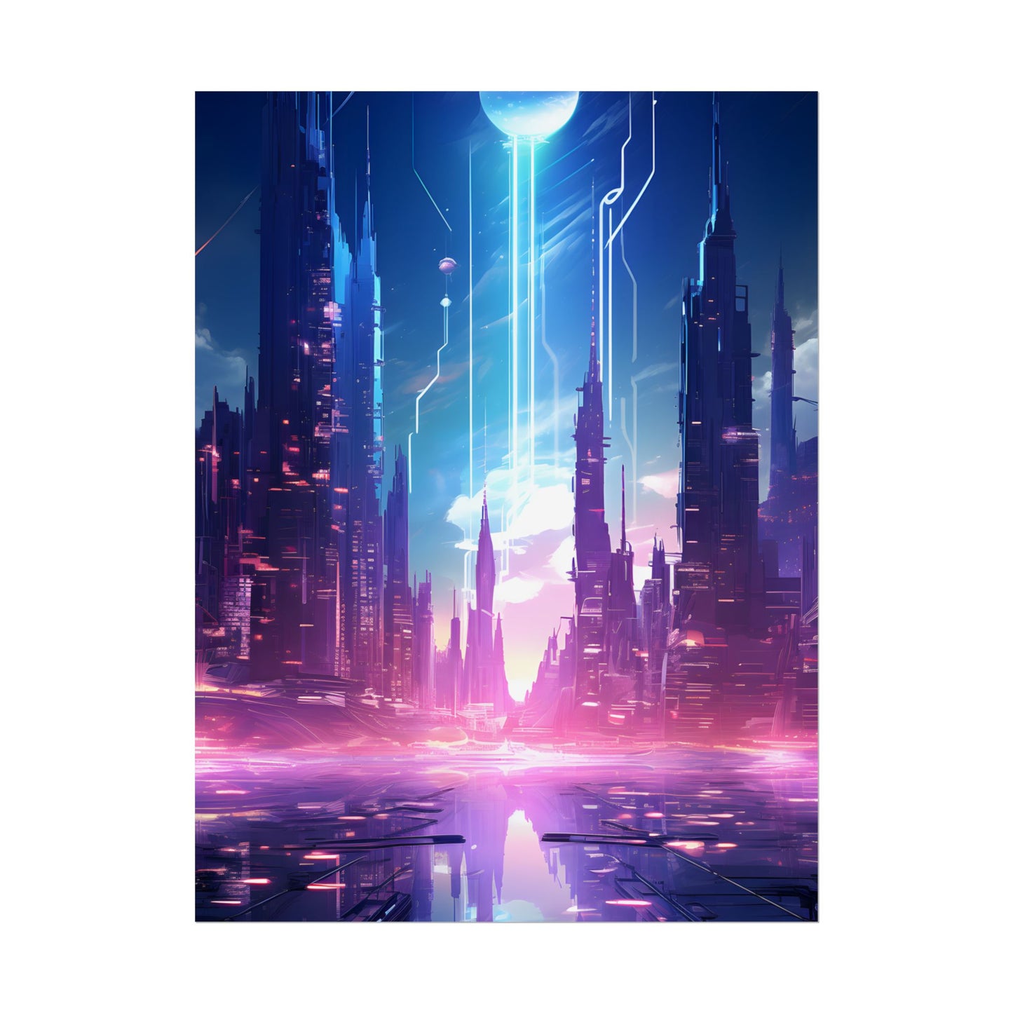 Futuristic Cityscape: Cyberpunk Dreams in a Dystopian World - Poster