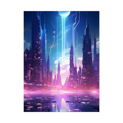 Futuristic Cityscape: Cyberpunk Dreams in a Dystopian World - Poster