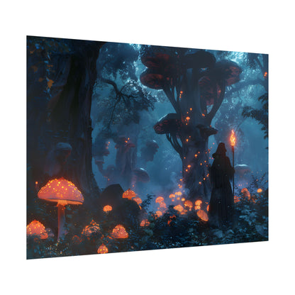 Mystical Forest Encounter: Vibrant Witch Artwork - Poster
