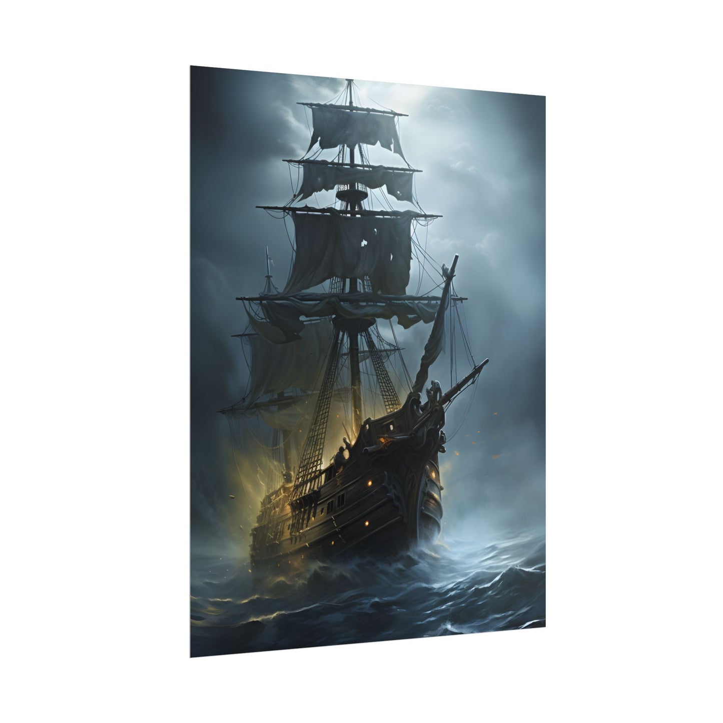 Ghostly Pirate Voyage: Historic Sea Travel Digital Art - Poster