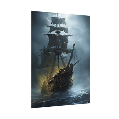 Ghostly Pirate Voyage: Historic Sea Travel Digital Art - Poster