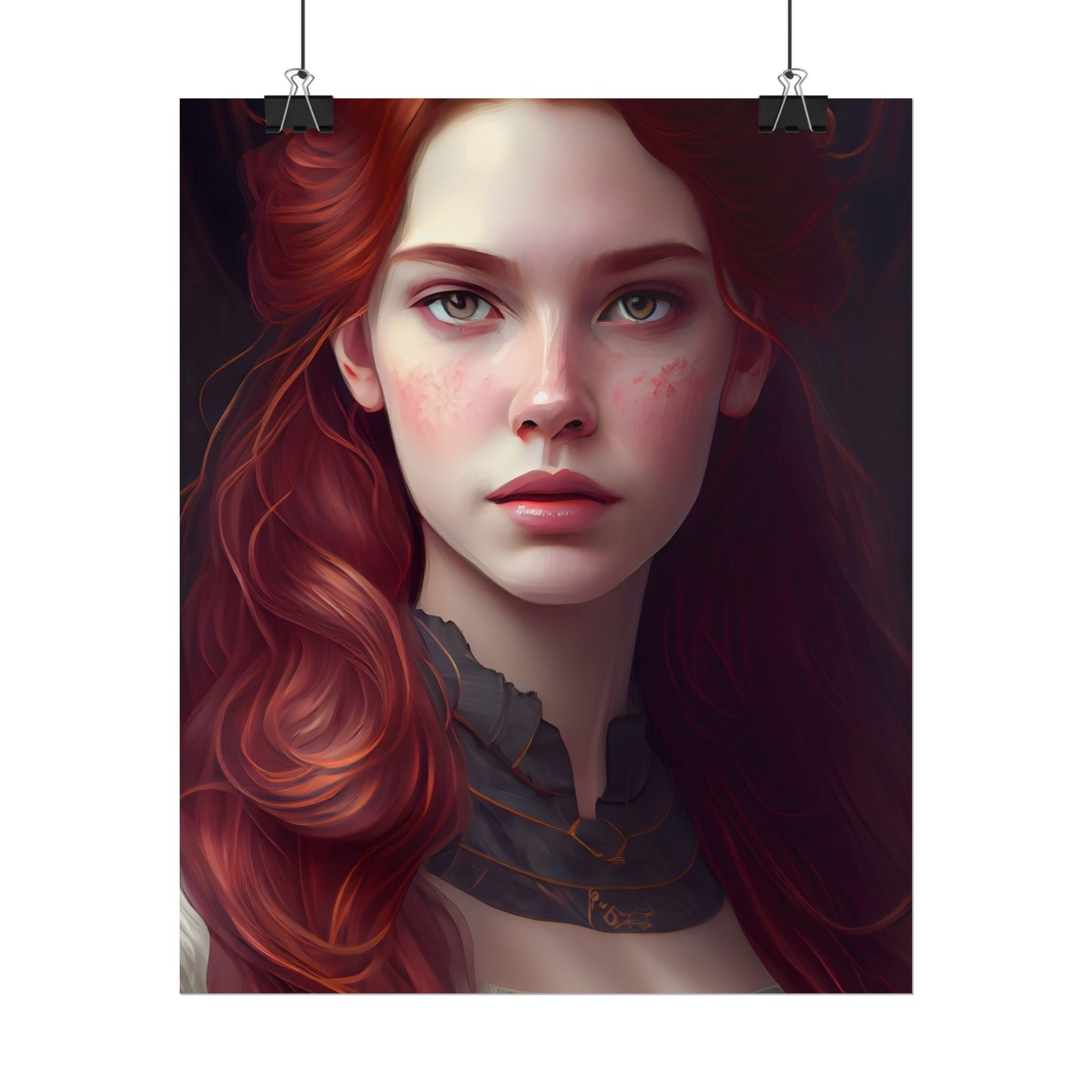 Beautiful Redhead Female Portrait: Classic Timeless Artwork - Poster