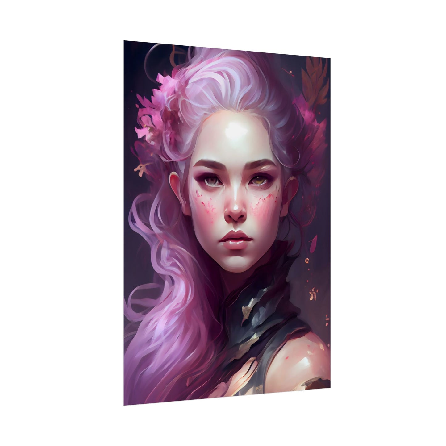 Astonishing Female Portrait with Pink Hair: Dre Artwork - Poster