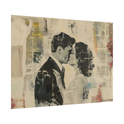 Vintage Romance: Celebratory Couple Art Poster - Poster