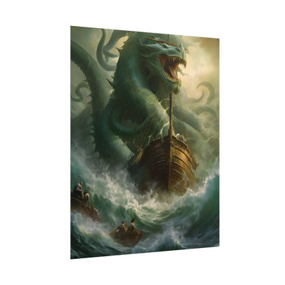 Ancient Mythical Sea Monsters: Prehistoric Marine Creature Art - Poster
