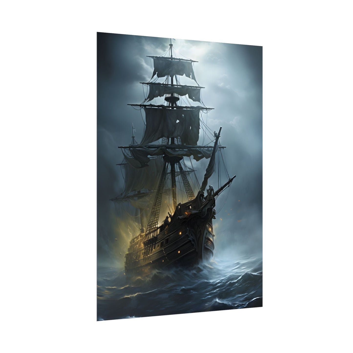 Ghostly Pirate Voyage: Historic Sea Travel Digital Art - Poster