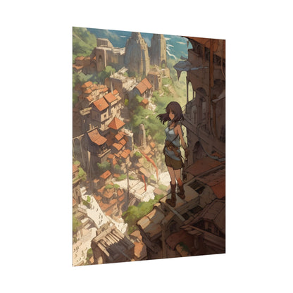Dramatic Anime Feather: Bird's Eye View Illustration - Poster