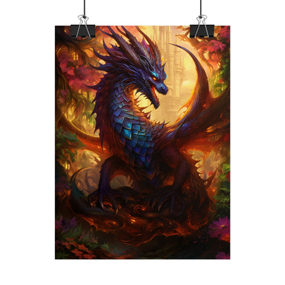 Majestic Dragon Guardian: Fantasy Landscape Art - Poster