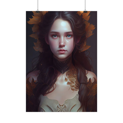Brown Hair Female Portrait: Artistic Style Digital Art - Poster